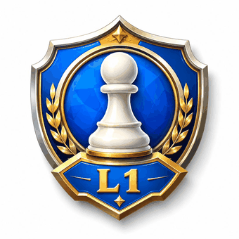 Level 1 badge: a white pawn