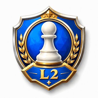 Level 2 badge: a white pawn with stars