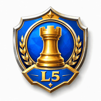 Level 5 badge: a golden rook