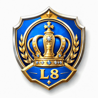 Level 8 badge: a jewelled crown