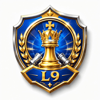 Level 9 badge: a radiant crowned queen